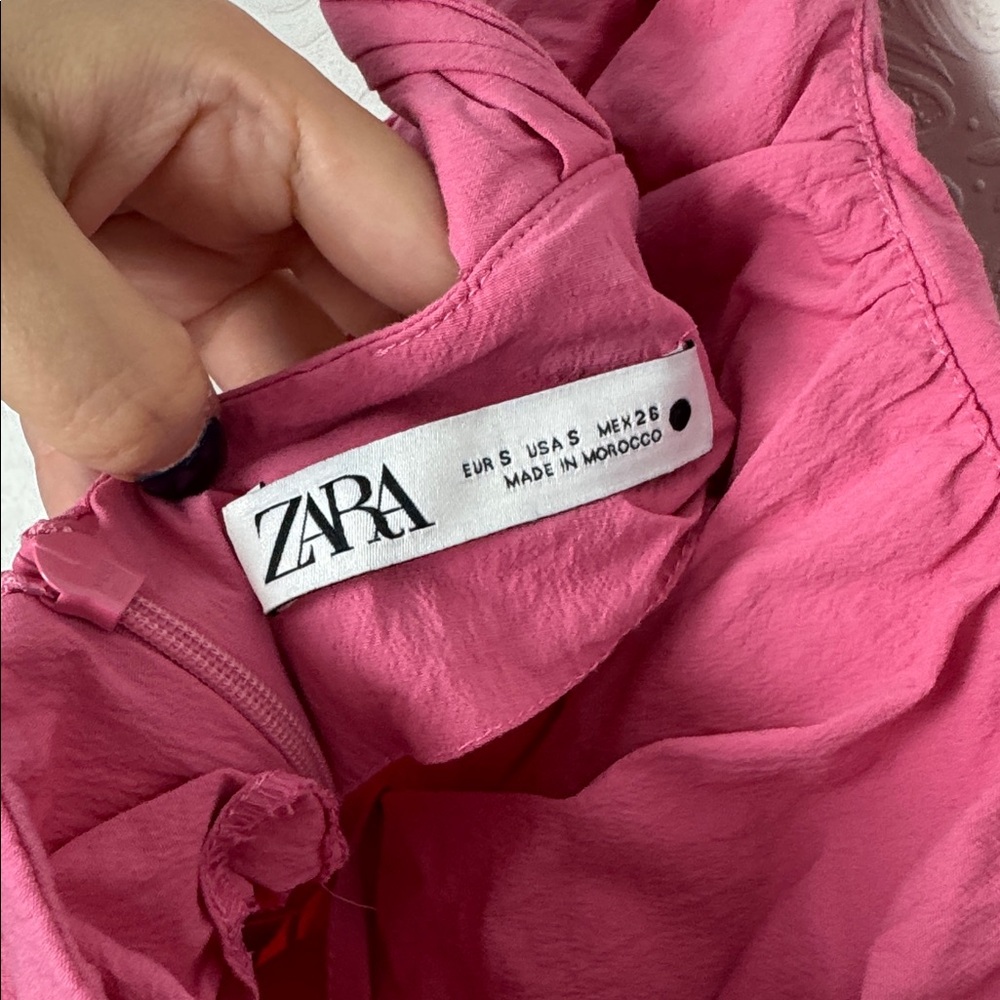 Zara Bubblegum Barbie‎ Pink Midi Dress Twist Straps Square Neck Dress small - Picture 7 of 8